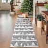 Garvee 2×6 Runner Rug, Checkered Christmas Rugs for Holiday Decor, Non Slip Low Pile Washable Rug for Kitchen, Entryway, Living Room, Bedroom, Red(Grey (Xmas Tree Reindeer))