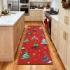 Garvee 2×6 Runner Rug, Checkered Christmas Rugs for Holiday Decor, Non Slip Low Pile Washable Rug for Kitchen, Entryway, Living Room, Bedroom, Red(Red (Xmas Tree))