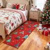 Garvee 2×6 Runner Rug, Checkered Christmas Rugs for Holiday Decor, Non Slip Low Pile Washable Rug for Kitchen, Entryway, Living Room, Bedroom, Red(Red (Xmas Tree))