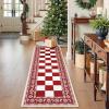 Garvee 2×6 Runner Rug, Checkered Christmas Rugs for Holiday Decor, Non Slip Low Pile Washable Rug for Kitchen, Entryway, Living Room, Bedroom, Red(Red and White)
