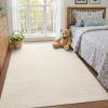 Garvee 4×6 Modern Solid Color Area Rugs Washable Rug for Living Room, Non Shedding Stain Resistant Throw Rugs with Rubber Backing, Low Pile Soft Minimalist Farmhouse Mats for Entryway, Bedroom, Beige