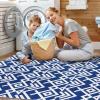 Garvee 5×7 ft Geometric Area Rugs, Modern Washable Rugs for Living Room, Ultra-Thin Low Pile Large Carpet for Bedroom, Stain Resistant Non Slip Indoor Floor Mat for Dining Room/Kitchen/Nursery(Blue)(Blue)