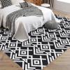 Garvee 5×7 ft Geometric Area Rugs, Modern Washable Rugs for Living Room, Ultra-Thin Low Pile Large Carpet for Bedroom, Stain Resistant Non Slip Indoor Floor Mat for Dining Room/Kitchen/Nursery(Blue)(Black)