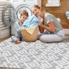 Garvee 5×7 ft Geometric Area Rugs, Modern Washable Rugs for Living Room, Ultra-Thin Low Pile Large Carpet for Bedroom, Stain Resistant Non Slip Indoor Floor Mat for Dining Room/Kitchen/Nursery(Blue)(Grey)