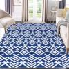 Garvee 5×7 ft Geometric Area Rugs, Modern Washable Rugs for Living Room, Ultra-Thin Low Pile Large Carpet for Bedroom, Stain Resistant Non Slip Indoor Floor Mat for Dining Room/Kitchen/Nursery(Blue)(Blue)