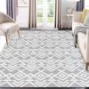 Garvee 5×7 ft Geometric Area Rugs, Modern Washable Rugs for Living Room, Ultra-Thin Low Pile Large Carpet for Bedroom, Stain Resistant Non Slip Indoor Floor Mat for Dining Room/Kitchen/Nursery(Blue)(Grey)