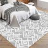 Garvee 5×7 ft Geometric Area Rugs, Modern Washable Rugs for Living Room, Ultra-Thin Low Pile Large Carpet for Bedroom, Stain Resistant Non Slip Indoor Floor Mat for Dining Room/Kitchen/Nursery(Blue)(Grey)