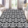 Garvee 5×7 ft Geometric Area Rugs, Modern Washable Rugs for Living Room, Ultra-Thin Low Pile Large Carpet for Bedroom, Stain Resistant Non Slip Indoor Floor Mat for Dining Room/Kitchen/Nursery(Blue)(Black)