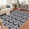 Garvee 5×7 ft Geometric Area Rugs, Modern Washable Rugs for Living Room, Ultra-Thin Low Pile Large Carpet for Bedroom, Stain Resistant Non Slip Indoor Floor Mat for Dining Room/Kitchen/Nursery(Blue)(Black)