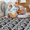 Garvee 5×7 ft Geometric Area Rugs, Modern Washable Rugs for Living Room, Ultra-Thin Low Pile Large Carpet for Bedroom, Stain Resistant Non Slip Indoor Floor Mat for Dining Room/Kitchen/Nursery(Blue)(Black)