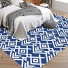Garvee 5×7 ft Geometric Area Rugs, Modern Washable Rugs for Living Room, Ultra-Thin Low Pile Large Carpet for Bedroom, Stain Resistant Non Slip Indoor Floor Mat for Dining Room/Kitchen/Nursery(Blue)(Blue)