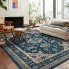 Garvee 5×7 ft Vintage Boho Floral Area Rug for Living Room, Oriental Style Machine Washable Large Rugs, Non Slip Low Pile Soft Carpet for Bedroom/Dining Room/Farmhouse/Nursery/Apartment(Blue Green)(Blue)