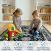 Garvee 5×7 ft Vintage Boho Floral Area Rug for Living Room, Oriental Style Machine Washable Large Rugs, Non Slip Low Pile Soft Carpet for Bedroom/Dining Room/Farmhouse/Nursery/Apartment(Blue Green)(Black)