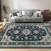 Garvee 5×7 ft Vintage Boho Floral Area Rug for Living Room, Oriental Style Machine Washable Large Rugs, Non Slip Low Pile Soft Carpet for Bedroom/Dining Room/Farmhouse/Nursery/Apartment(Blue Green)(Black)