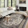 Garvee 5×7 ft Vintage Boho Floral Area Rug for Living Room, Oriental Style Machine Washable Large Rugs, Non Slip Low Pile Soft Carpet for Bedroom/Dining Room/Farmhouse/Nursery/Apartment(Blue Green)(Beige)