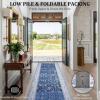 Garvee 6×9 Soft Washable Area Rug Vintage Floral Area Rug Low Pile Thin Floor Carpet Non Shedding Non Slip Rug, Distressed Oriental Rug for Living Room, Bedroom, Blue(Blue Tone)