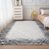 Garvee 8×10 Area Rug Machine Washable Rug Modern Bordered Area Rug, Stain Resistant Non-Slip Accent Rug Minimalist Border Floor Cover Farmhouse Carpet Rug for Living Room Decor, Grey