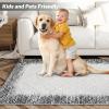 Garvee 8×10 Area Rug Machine Washable Rug Modern Bordered Area Rug, Stain Resistant Non-Slip Accent Rug Minimalist Border Floor Cover Farmhouse Carpet Rug for Living Room Decor, Grey