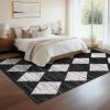 Garvee 8×10 Black Washable Rug Neutral Bedroom Rug Geometric Checkered Rugs for Living Room Classroom Stain Resistant Office Carpet Black and White