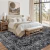 Garvee 8×10 Large Living Room Rug with Rubber Backing, Vintage Geometric Area Rugs Stain Resistant Neutral Distressed Accent Rug Non Shedding Low Pile Carpet for Bedroom, Dining Room, Office, Black(Distressed|black)