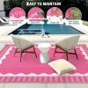 Garvee 8×10 Outdoor Rug, Waterproof Camping Rugs for Outside Your RV, Abstract Plastic Straw Rug with Portable Bag, Reversible UV Resistant Mats for Picnic Backyard Porch Camper, Black Coffee(Bordered|hot Pink)
