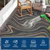Garvee 8×10 Outdoor Rug, Waterproof Camping Rugs for Outside Your RV, Abstract Plastic Straw Rug with Portable Bag, Reversible UV Resistant Mats for Picnic Backyard Porch Camper, Black Coffee(Modern|black Coffee)