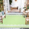 Garvee 8×10 Outdoor Rug, Waterproof Camping Rugs for Outside Your RV, Abstract Plastic Straw Rug with Portable Bag, Reversible UV Resistant Mats for Picnic Backyard Porch Camper, Black Coffee(Bordered|light Green)