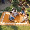 Garvee 8×10 Outdoor Rug, Waterproof Camping Rugs for Outside Your RV, Abstract Plastic Straw Rug with Portable Bag, Reversible UV Resistant Mats for Picnic Backyard Porch Camper, Black Coffee(Bordered|orange)