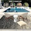 Garvee 8×10 Outdoor Rug, Waterproof Camping Rugs for Outside Your RV, Abstract Plastic Straw Rug with Portable Bag, Reversible UV Resistant Mats for Picnic Backyard Porch Camper, Black Coffee(Striped|black Coffee)