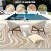 Garvee 8×10 Outdoor Rug, Waterproof Camping Rugs for Outside Your RV, Abstract Plastic Straw Rug with Portable Bag, Reversible UV Resistant Mats for Picnic Backyard Porch Camper, Black Coffee(Modern|light Brown/White)