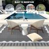 Garvee 8×10 Outdoor Rug, Waterproof Camping Rugs for Outside Your RV, Abstract Plastic Straw Rug with Portable Bag, Reversible UV Resistant Mats for Picnic Backyard Porch Camper, Black Coffee(Bordered|grey)