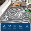 Garvee 8×10 Outdoor Rug, Waterproof Camping Rugs for Outside Your RV, Abstract Plastic Straw Rug with Portable Bag, Reversible UV Resistant Mats for Picnic Backyard Porch Camper, Black Coffee(Modern|grey/White)