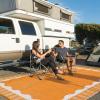 Garvee 8×10 Outdoor Rug, Waterproof Camping Rugs for Outside Your RV, Abstract Plastic Straw Rug with Portable Bag, Reversible UV Resistant Mats for Picnic Backyard Porch Camper, Black Coffee(Bordered|orange)