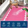 Garvee 8×10 Outdoor Rug, Waterproof Camping Rugs for Outside Your RV, Abstract Plastic Straw Rug with Portable Bag, Reversible UV Resistant Mats for Picnic Backyard Porch Camper, Black Coffee(Bordered|hot Pink)