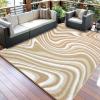 Garvee 8×10 Outdoor Rug, Waterproof Camping Rugs for Outside Your RV, Abstract Plastic Straw Rug with Portable Bag, Reversible UV Resistant Mats for Picnic Backyard Porch Camper, Black Coffee(Modern|light Brown/White)