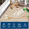 Garvee 8×10 Outdoor Rug, Waterproof Camping Rugs for Outside Your RV, Abstract Plastic Straw Rug with Portable Bag, Reversible UV Resistant Mats for Picnic Backyard Porch Camper, Black Coffee(Modern|light Brown/White)