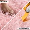 Garvee 8×10 Shag Rug for Living Room Tie-Dyed Fluffy Rug Non-Slip Modern Solid Color Bedroom Throw Carpet Ultra Soft Nursery Rug Plush Fuzzy Faux Fur Area Rug for Home Decor Bedside Girls Boys, Pink