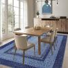 Garvee 8×10 Washable Braided Print Area Rug – Non Slip Farmhouse Boho Carpet for Living Room, Bedroom, or Dining – Modern Geometric Rustic Floor Mat with Bohemian Border (Navy)