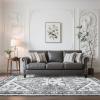 Garvee 8×10 ft Vintage Boho Floral Area Rug, Machine Washable Rugs Low Pile Ultra-Thin Soft Carpet, Non-Slip Non-Shedding Accent Rug for Living Room, Bedroom/Entryway/Dining Room/Office(Red)(Grey)
