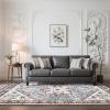 Garvee 8×10 ft Vintage Boho Floral Area Rug, Machine Washable Rugs Low Pile Ultra-Thin Soft Carpet, Non-Slip Non-Shedding Accent Rug for Living Room, Bedroom/Entryway/Dining Room/Office(Red)(Red)