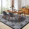 Garvee 8×10 ft Vintage Neutral Printed Pattern Area Rug, Washable Boho Area Rugs, Stain-Resistant Non-Slip Large Soft Carpet for Living Room, Dining Room & Home Decor-Non Shedding/Low Pile(Black)(Black)