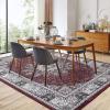 Garvee 8×10 ft Vintage Neutral Printed Pattern Area Rug, Washable Boho Area Rugs, Stain-Resistant Non-Slip Large Soft Carpet for Living Room, Dining Room & Home Decor-Non Shedding/Low Pile(Black)(Red)