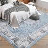 Garvee 8×10 ft Vintage Neutral Printed Pattern Area Rug, Washable Boho Area Rugs, Stain-Resistant Non-Slip Large Soft Carpet for Living Room, Dining Room & Home Decor-Non Shedding/Low Pile(Black)(Blue)