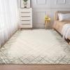 Garvee 9×12 Area Rug Modern Bordered Large Area Rug Machine Washable Rug for Living Room, Stain Resistant Non-Slip Accent Rug Minimalist Border Floor Cover Carpet for Bedroom Decor, Brown