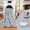 Garvee 9×12 Area Rug for Living Room, Washable Vintage Printed Soft Rugs, Non Slip Low Pile Carpet for Bedroom, Dining Room, Living Room, Pink(Blue)