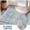 Garvee 9×12 Area Rug for Living Room, Washable Vintage Printed Soft Rugs, Non Slip Low Pile Carpet for Bedroom, Dining Room, Living Room, Pink(Blue)
