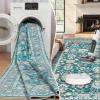 Garvee 9×12 Area Rug for Living Room, Washable Vintage Printed Soft Rugs, Non Slip Low Pile Carpet for Bedroom, Dining Room, Living Room, Pink(Green)