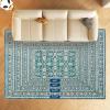 Garvee 9×12 Area Rug for Living Room, Washable Vintage Printed Soft Rugs, Non Slip Low Pile Carpet for Bedroom, Dining Room, Living Room, Pink(Green)