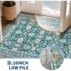 Garvee 9×12 Area Rug for Living Room, Washable Vintage Printed Soft Rugs, Non Slip Low Pile Carpet for Bedroom, Dining Room, Living Room, Pink(Green)