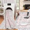 Garvee 9×12 Area Rug for Living Room, Washable Vintage Printed Soft Rugs, Non Slip Low Pile Carpet for Bedroom, Dining Room, Living Room, Pink(Pink)